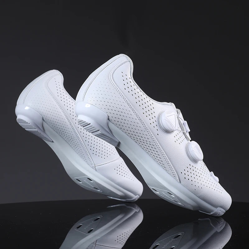Speed Cycling Sneaker Men's Road Cycling Shoes Cleat Shoes Spd Shoes Cycling Flat Pedal Shoes Man Bike Outdoor Footwear White