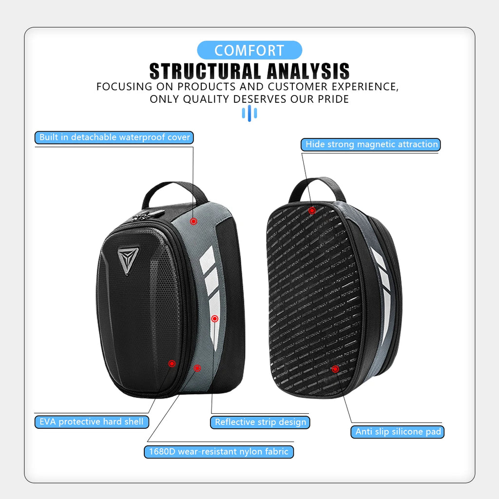 Magnetic Motorcycle Tank Bag EVA Hard Shell Motorbike Fuel Oil Tank Bag 4.5L Portable Card Phone Tool Bag Universal  Black