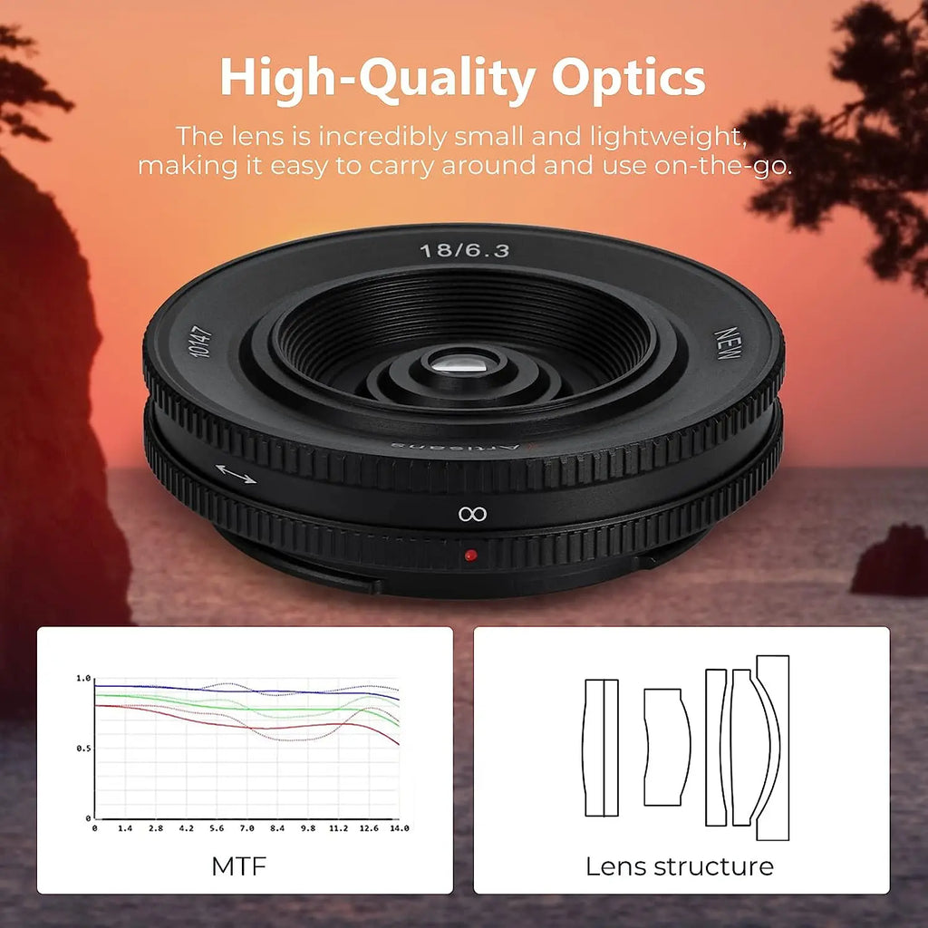 7artisans 18mm F6.3 Mark II APS-C Manual Ultra-thin Pancake Prime Lens for Canon EF-M Sony E ZVE10 Fujifilm FX Nikon Z Micro 4/3