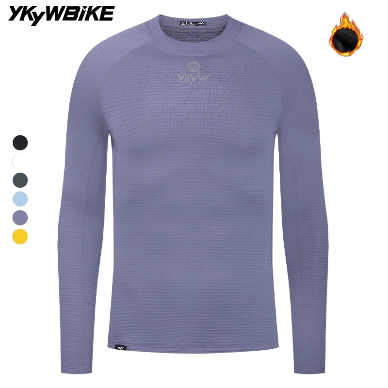 YKYW Winter Men's Cycling Long Sleeve Base Layer 0°C 2025 Thermal Fleece Bicycle Underwear MTB Road Bike Shirt Base Undershirt