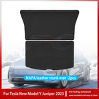 For Tesla New Model Y Juniper 2025 Leather Trunk Mats Rear Seat Back Protector Pad Backrest All Weather Liner Pet Anti-kick Pad