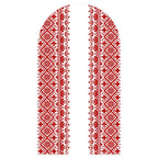 Red Embroidered Hibiscus Pattern Arched Background Cover for Birthday Bride Shower Decoration Photography Background