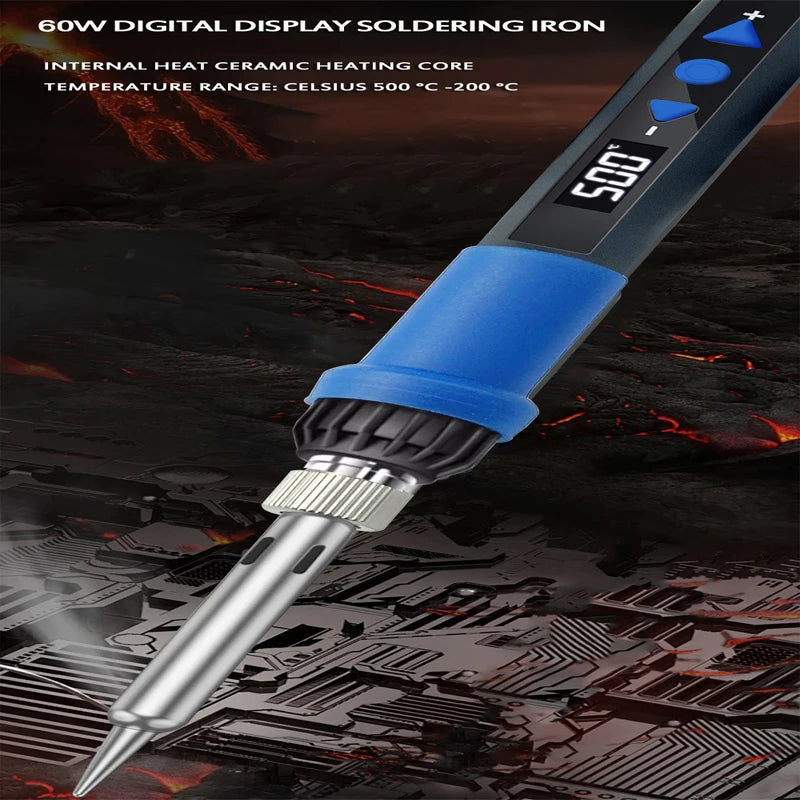 908D Adjustable Temperature Soldering Iron Kit 80W, Dark Blue