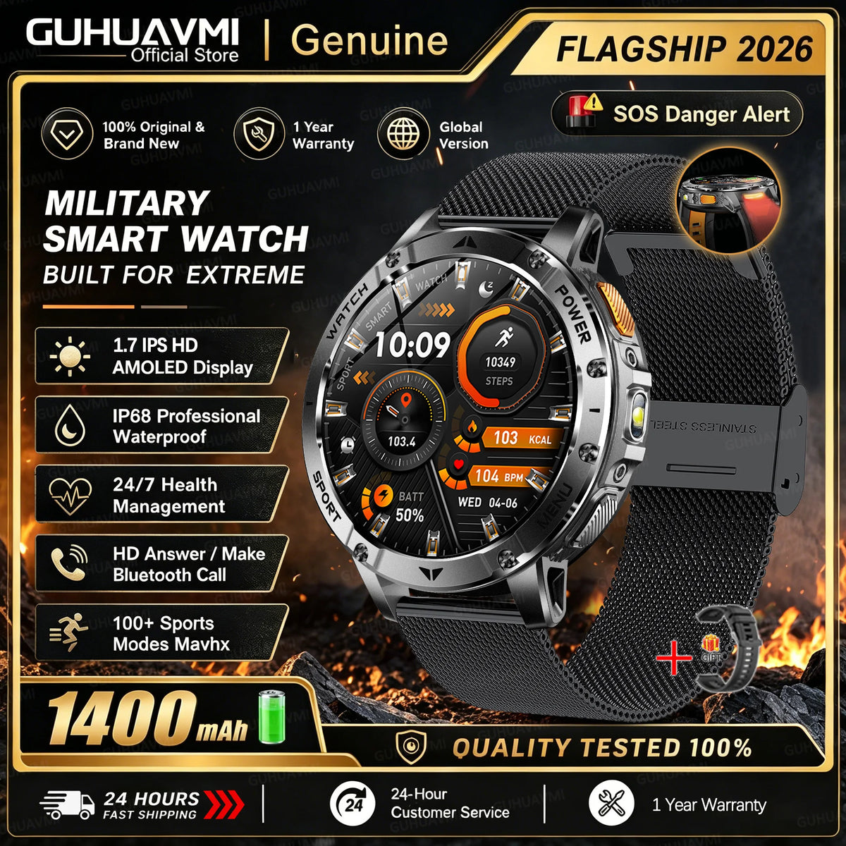 Black mesh belt / Sports Watch / China Mainland