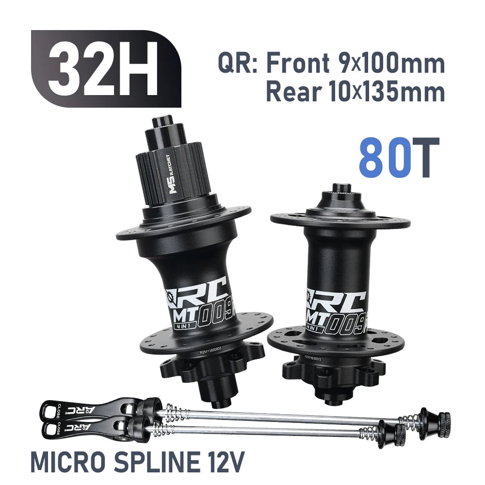 New ARC MT009 4 IN 1 Pro Front Rear Bicycle Hub Mountain MTB Bike Hub Sealed Bearing DT Ratchet 80T Bicycle Hubs 8-12Speed