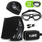 YUKE Swim suits men swimwear with Swimming Goggles Cap Ear Plugs Nose Clip and mens swim briefs swimming shorts for men swim