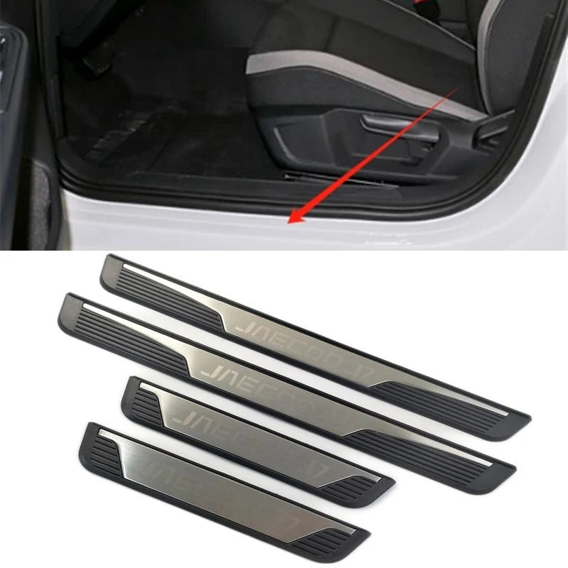 4PCS Plastic Stainless Steel For CHERY JAECOO J7 2023 2024 Car Accessories Auto Door Sill Pedal Welcome Scuff Plate Cover