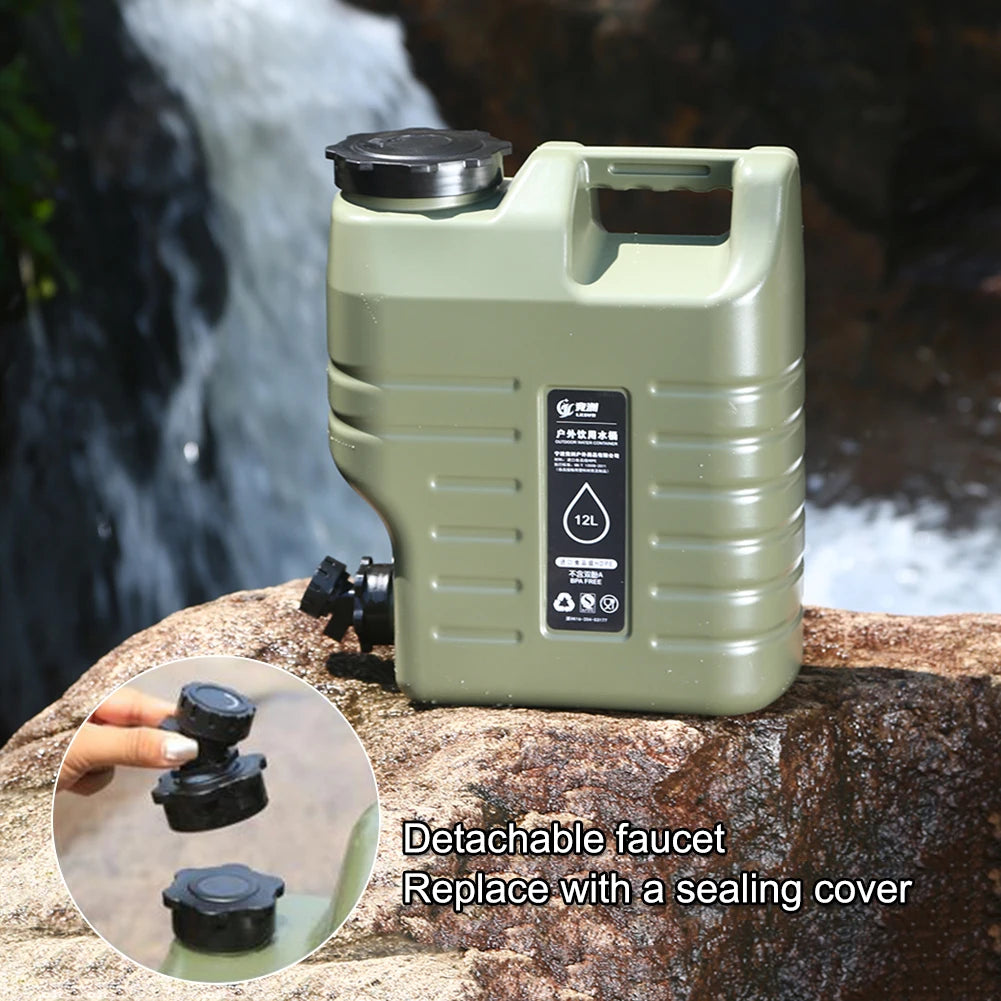 3.2 Gallon/12L Camping Water Container Portable BPA Free Water Bucket Food-Grade PE for Outdoor Camping/Hiking Emergency Storage