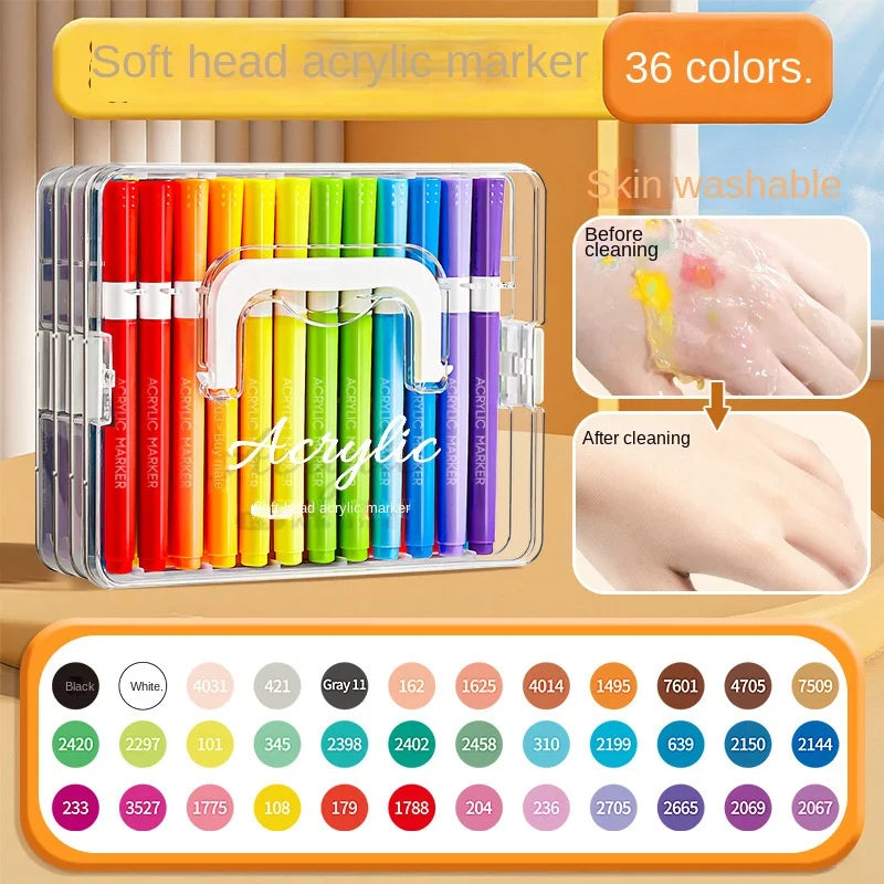 12/24/48/60/84Color Acrylic Brush Markers Set, Liquid Ink Art Acrylic Paint Markers Set for Art and DIY Craft No box