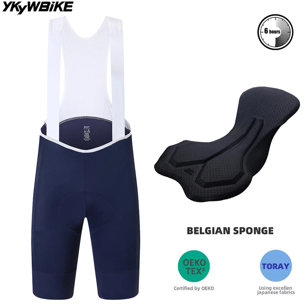 YKYWBIKE Men's Cycling Bib Shorts with Italy MITI Straps Road Bike Bib Pants Belgium and Interface Padded Bicycle Shorts MTB Pro