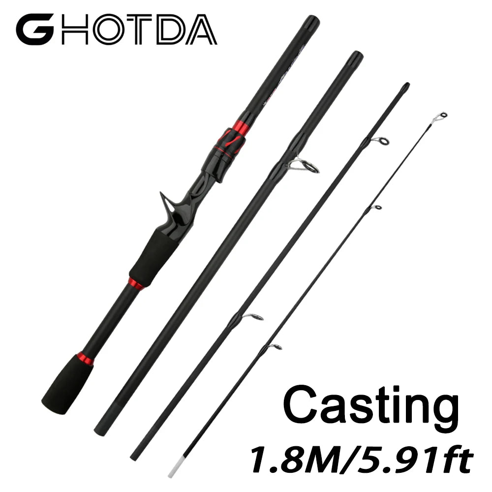 Casting Spinning Fishing Rod 2.1/1.8m UltraLight  Lure Rod  Carbon Fiber Rod Pole 4/5 Section with EVA Handle 3-15g Lure WT