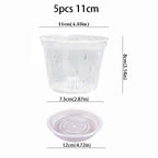 5Pcs 11/12.5/14/15/17cm Planter Pots with Side Holes Orchid Flowerpot with Trays Breathable Transparent Plastic  Flowerpot