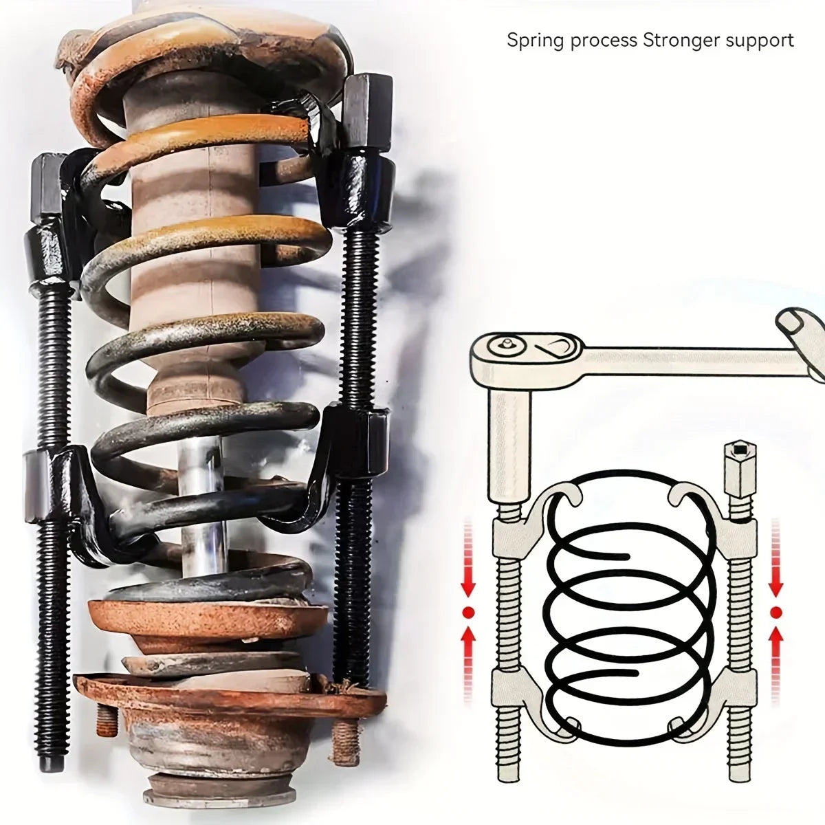 Shock Absorber Spring Compressor Tool Set, Claw Hook for Car Repair and Roll Removal, Manual, Special