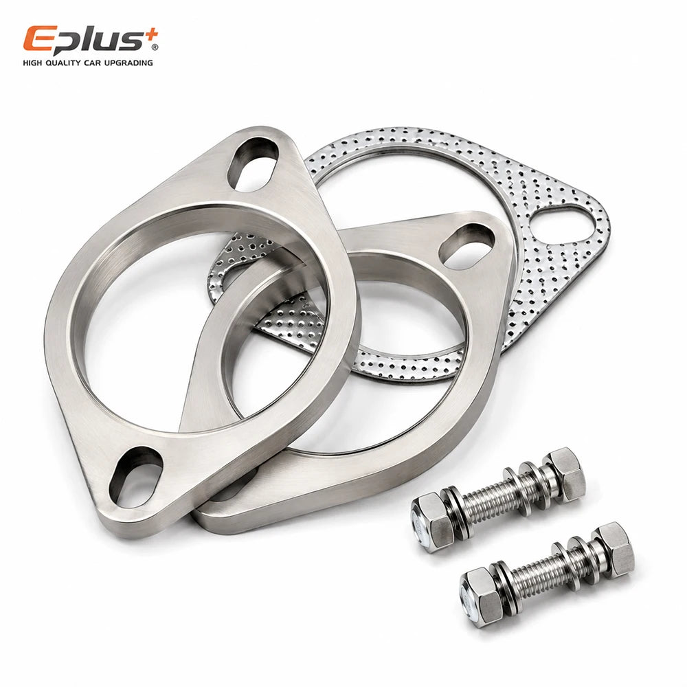 Eplus Car Motorcycle Exhaust pipe Muffler Flange Joint Kit Universal 2 Holes 304 Stainless Steel 51MM 63MM 76MM