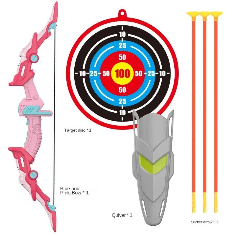 Bow and Arrow Set Light Up Archery Toy Kids Outdoor with Standing Target Birthday Gifts Indoor Games Toys Children New Year Gift