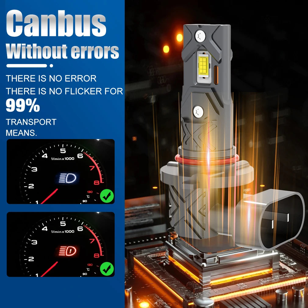 LED Headlight/Fog Light Bulb Canbus 6000K 12V/24V, H11 H8 H9 H16JP 9005 9006 Socket