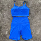 Solid Color gym bike Yoga Set short Legging +cross sport bra Tracksuit Athletic Women Gym Suit Comprehensive Training Jogging