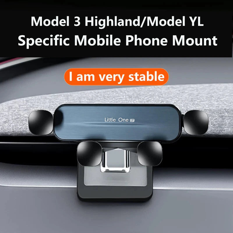 Car Phone Holder Gravity Mount for Tesla Model Y Juniper & Model 3 Highland (2024-2026)