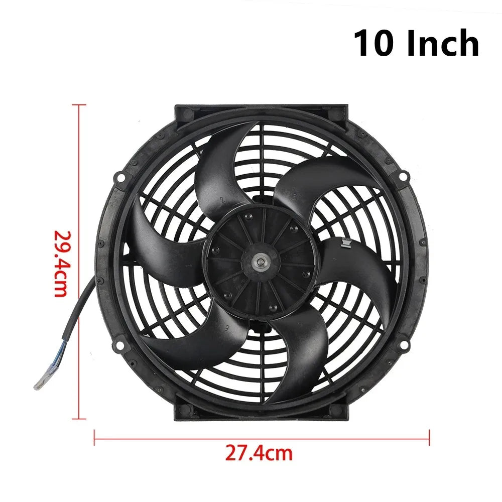 Universal 8 Row Transmission Radiator Oil Cooling &10 Inch 12V Car Air Conditioning Radiator Slim Fan Cooler (Non combination)