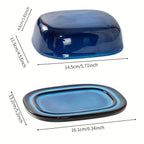 1pc Retro Kiln-change Ceramic Butter Dish with Lid, Porcelain Butter Dish for Countertop Butter Keeper Butter Holder Container f
