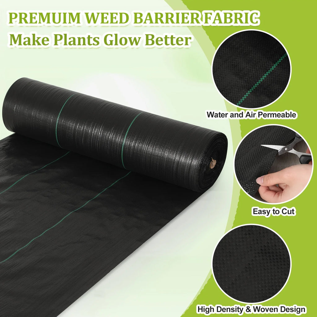 Weed Barrier Fabric Heavy Duty, Woven Weed Control Fabric, Non-Slip Outdoor Rubber Floor Mats, Weed Block Polyethylene Ground Co