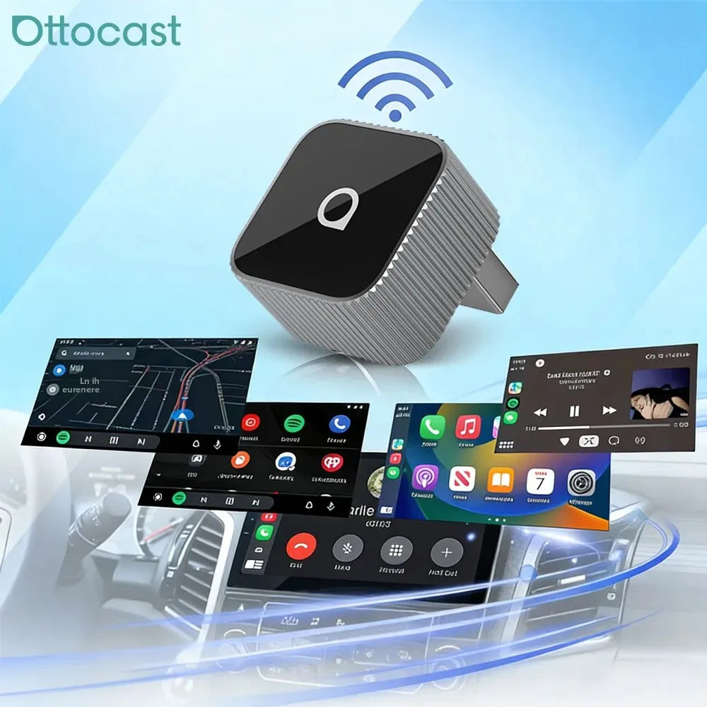 Ottocast Mini Slim Wireless CarPlay Android Auto Adapter USB Dongle Plug Play Wifi Auto Connect for Mercedes Benz Audi Toyota et