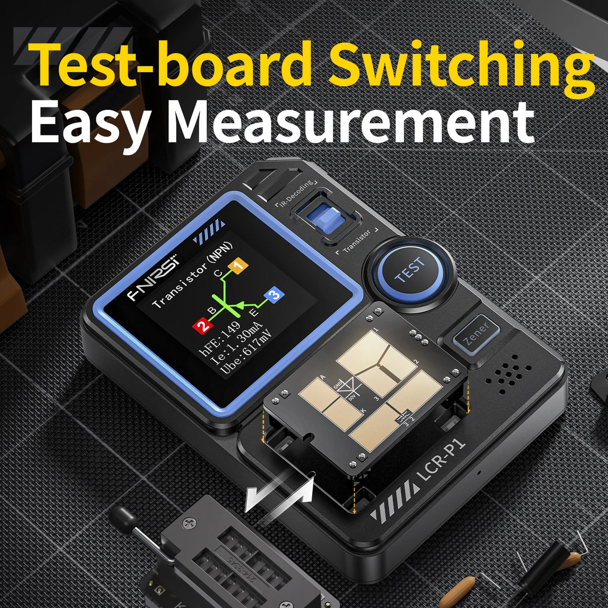 FNIRSI LCR-P1 Transistor Tester Diode Triode Capacimeter Resistance LCR ESR Meter MOSFET NPN PNP SMD Multifunction Tester