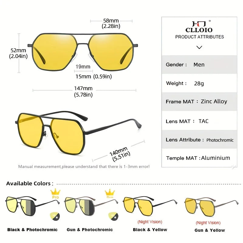 CLLOIO Polarized Driving Sunglasses UV400 Anti-Glare Day Night Vision, Photochromic