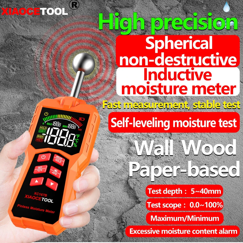 Spherical non-destructive induction moisture meter, high-precision wall water leakage detector, wood furniture humidity tester