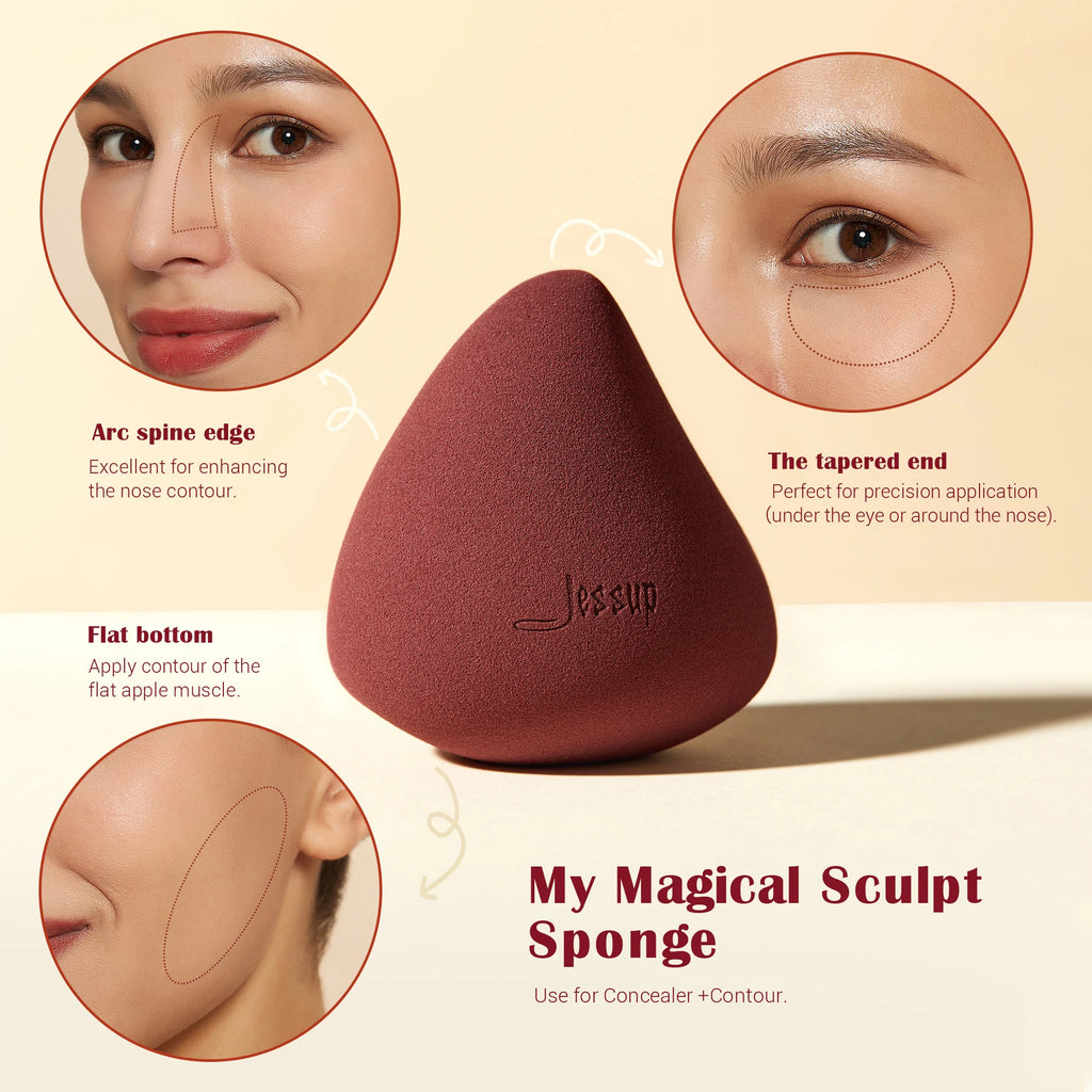 Jessup Makeup Brushes Set with Makeup Sponge, 3/7pcs Double Sided Makeup Brush Foundation Blush Eyeshadow with Gift Box
