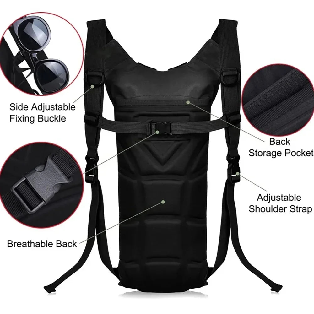 3L Waterproof Hydration Backpack Water Bladder Bag for Hiking Cycling Travel, Army Green/Black/Camo