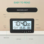 ORIA Digital Alarm Clock LCD Display Travel Alarm Clock Small Digital Clock With Calendar Temperature Battery Operated Clocks