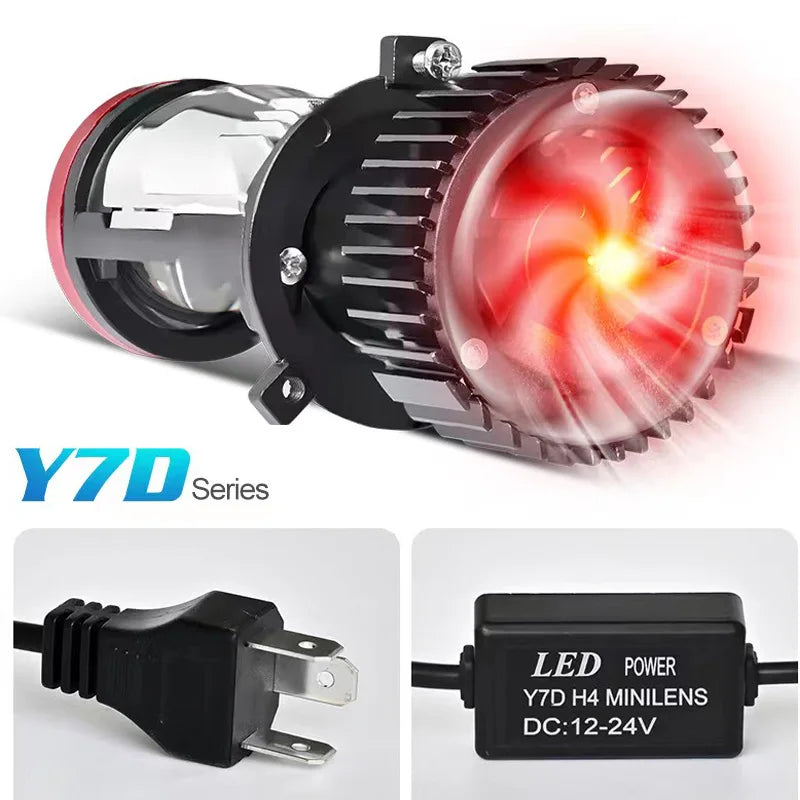 Y7D 120W H4 Headlights Car H4 LED Mini Projector Lens 6000K High Low Beam Turbo Fan Auto LED H4 Lamp LHD RHD 12V 24V