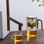 Glass Tea Pot Kettle Infuser 520ML/720ML Teapot Water Separation Inner Magnet One Click Magnetic Switches Tea Filtration Cup Set