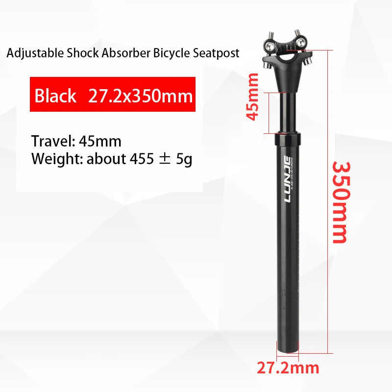 MTB Shock Absorb Seatpost 27.2/30.9/31.6mm Bicycle Seat Post 45mm Travel Road Bike Seat Tube Aluminum Alloy 350 Cycling Seatpost