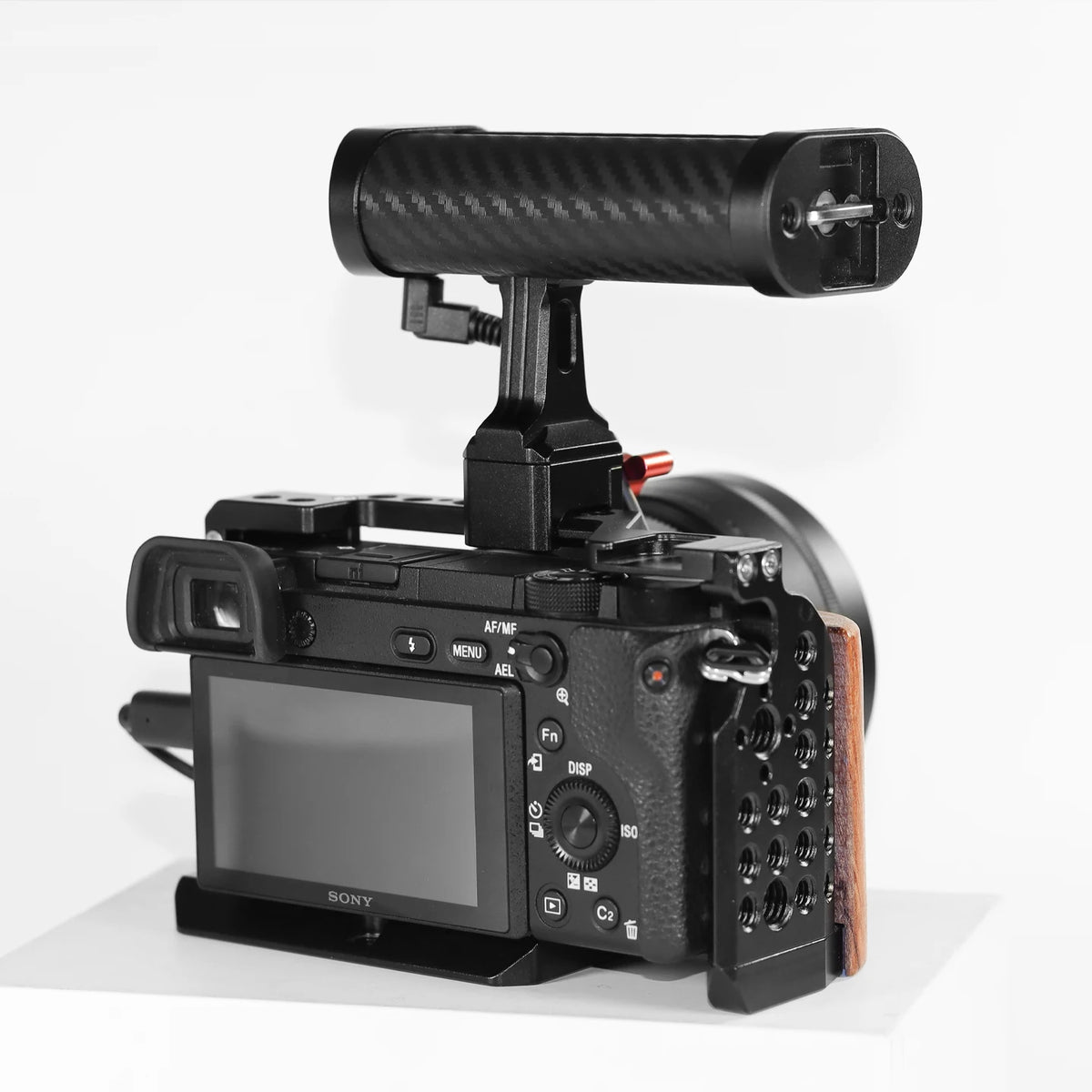 DSLR Camera Cage Side Handle Grip With Trigger Shutter Control Cable for Sony Canon Nikon Camera Carbon Fiber Top Hand Grip