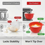 Silicone Bowl With Lids for Kitchen Aid Tilt-Head 5 Qt Mixer Heat Resistant Non Slip Reusable Mixer Attachment Baking Accessory