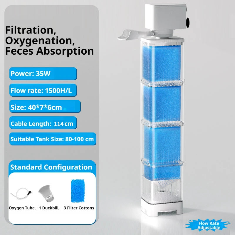 Aquarium Filter Pump Fish Tank Submersible Silent Air Oxygen Aerator Internal Water Pump Aquarium Air Pump Wave Maker 220v