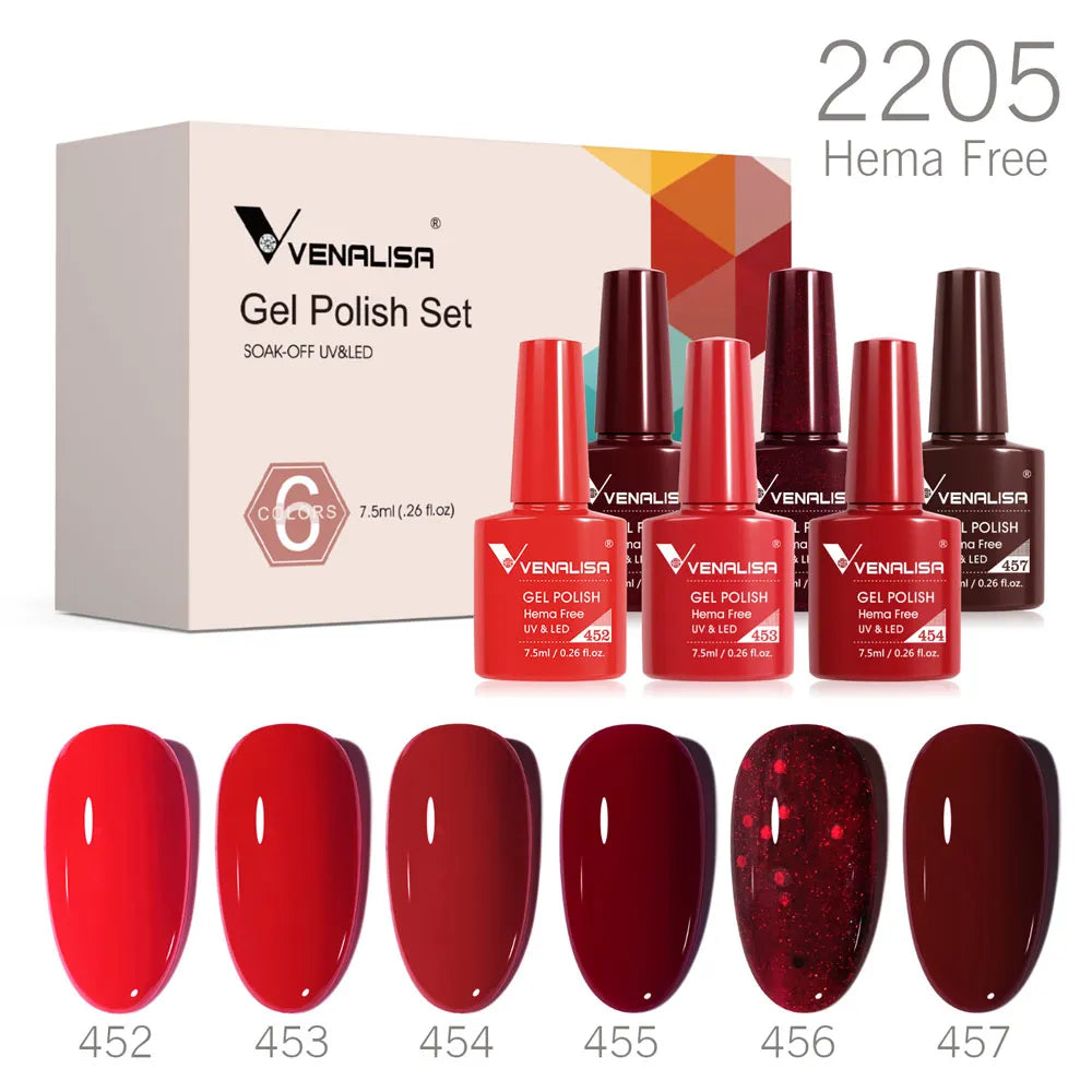 6/12pcs/Set Venalisa Gel Nail Polish VIP Kit Charming Neon Color Gel Pink Natural Color Series Rubber Gel Great Coverage Lacquer