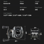 Histar Aurora AIR Light Lure BFS Bait Finesse System AT7 Aluminum Spool 115G UL 3D Dynamic Magnetic Braking Baitcasting Reel