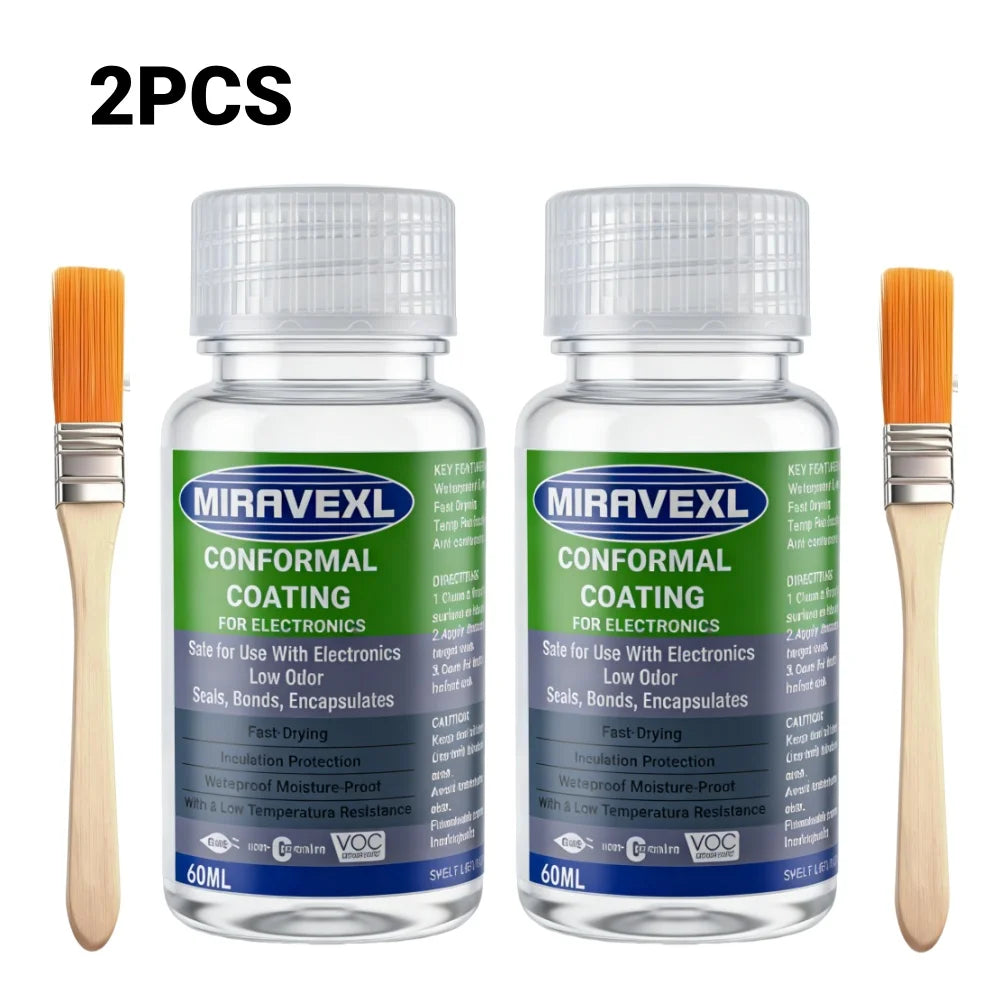 PCB conformal coating clear waterproof insulating varnish with brush, 1pc-6pc