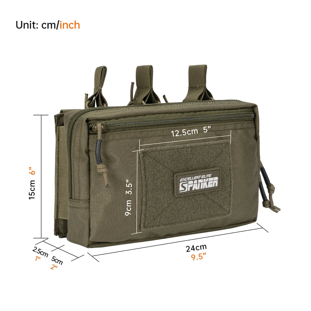 Tactical MOLLE Triple Open-Top Magazine Pouch with Accessory Bag, Black/Grey/Multicam