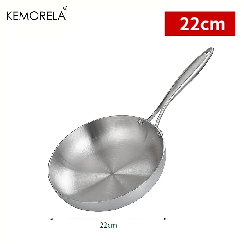 304 Stainless Steel Frying Pan NonStick Pan Fried Steak Pot Uncoated Kitchen Cookware For Gas Stove and Induction Cooker