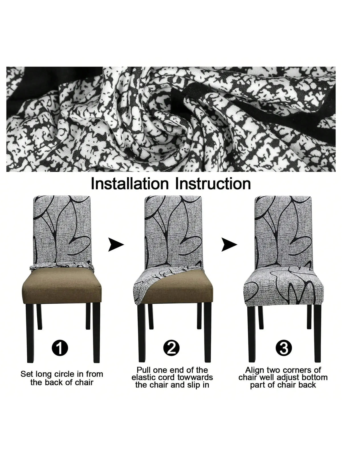 Printed Stretch Dining Chair Covers High Back Universal Slipcover, Color1 4pcs or 6pcs