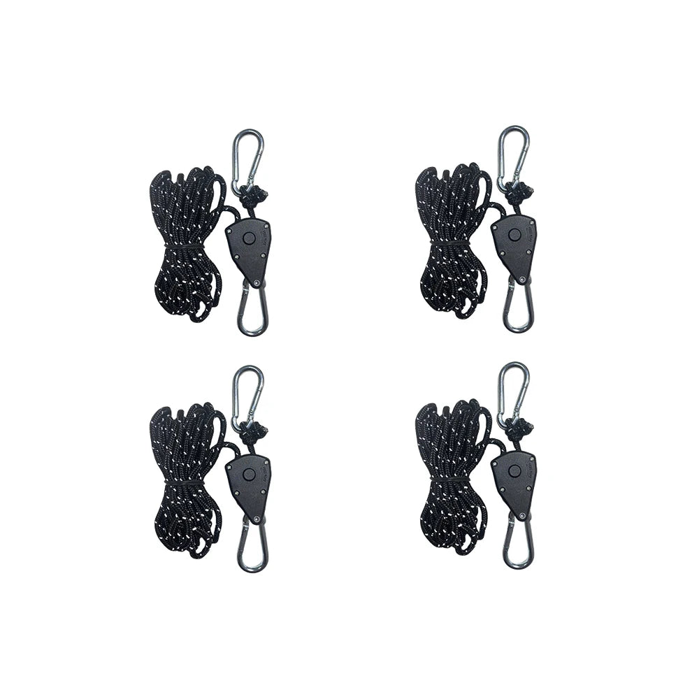 4/8Pcs 4M Reflective Camping Tent Rope Tie Down Fastener Fixed Buckle Pulley Tensioner Ratchet Hangers Awning Wind Rope Outdoor