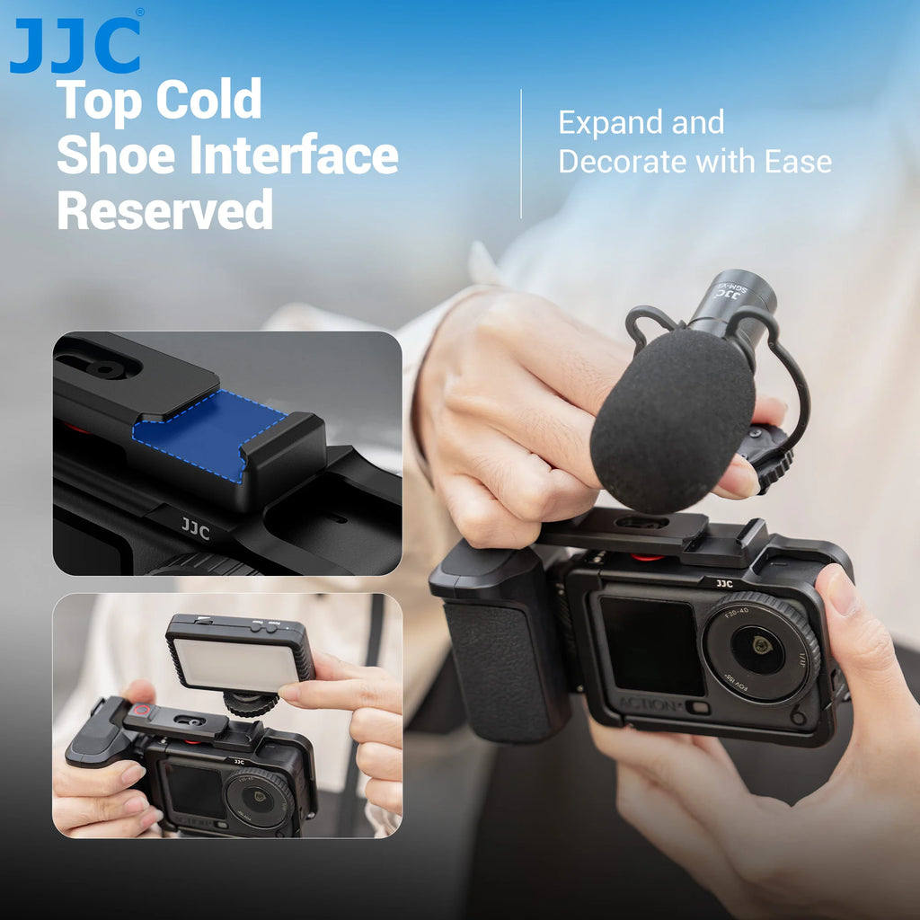 JJC Metal Street Grip Kit for DJI Osmo Action 6 Street Photography Magnetic Grip with Shutter Button Camera Grip Handle Holder