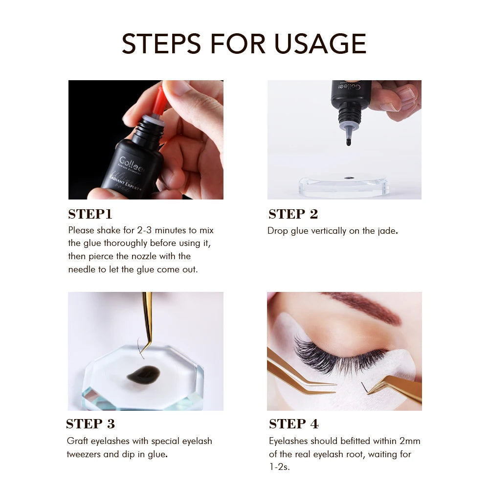 Gollee 0.5-1s Dry Eyelashes Extension Glue 15ml Eyelash Cleansing Primer Lasting Professional Lash Extension Primer Super Bonder