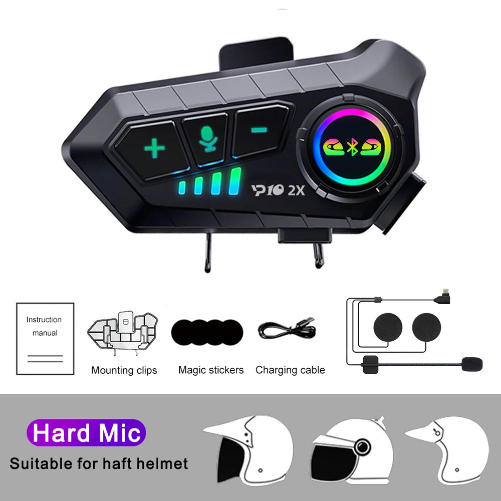 1/2Pcs Motorcycle Helmet Bluetooth Intercom Headset Wireless Interphone Intercomunicador Moto Waterproof HandsfreeCall Headphone