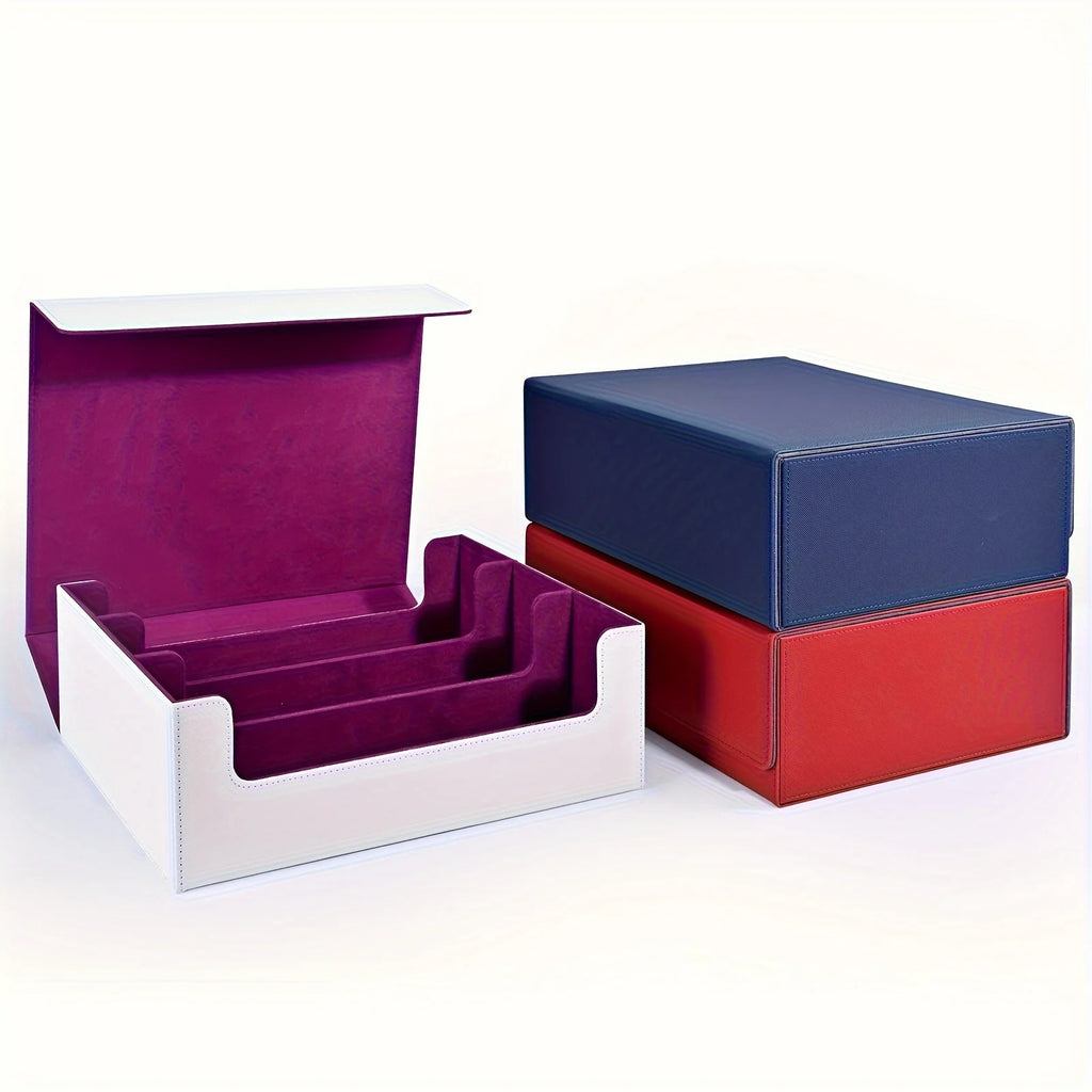 Trading card storage box, can hold 1800+ single decks, magnetic closure PU leather card box, fits for TCG,Yugion cards