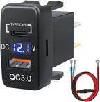 USB Car Charger Socket Quick Charge 3.0 & PD USB C Port Power Outlet Adapter for 12V/24V Toyota Vehicles